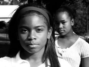 serious looking girls