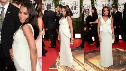 Kerry Washington, baby bump, pregnancy, marriage, Scandal, Golden Globe, awards, red carpet, dress, Hollywood, actress, African American, style, icon, fashion, maternity, dressing, event,