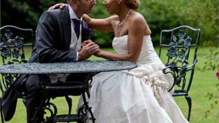 wedding, inspiration, mixed marriage, couples, interracial, swirling, fashion, style, wedding dress, lavender,