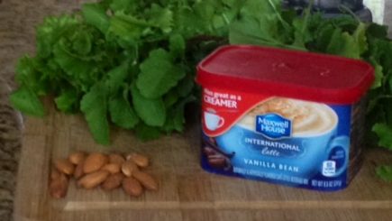 cooking, healthy, treats, kitchen, home, drinks, recipe, Maxwell House, coffee, chard, spinach, almonds, ice, cooler, greens, garden,