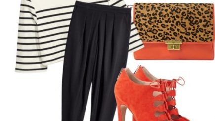 H &M, black women style, suggestions, fashion, style, inspiration, outdoors, oranges, pants, prints, budget, collection, selection, leopard,
