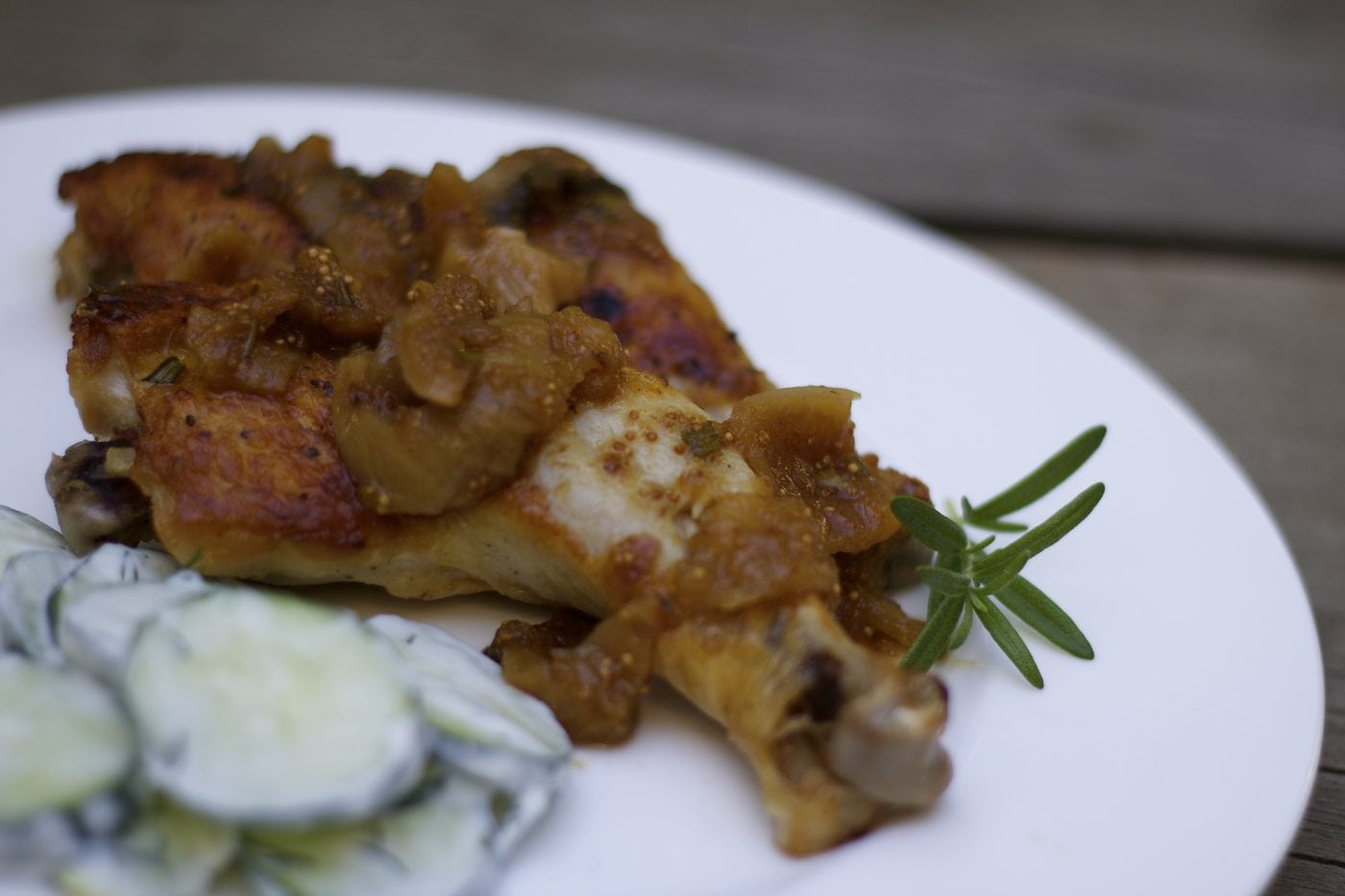 Baked Chicken with Rosemary, Fig and Mushroom Sauce