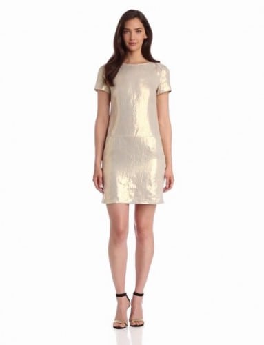 Magaschoni_Womens-Metallic-Gold-Linen-Cap-Sleeve-Dress_1