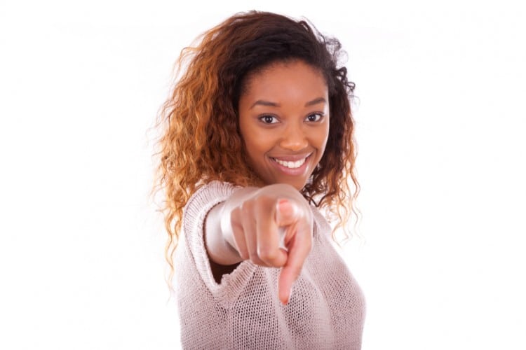 Happy young african american isolated on white background